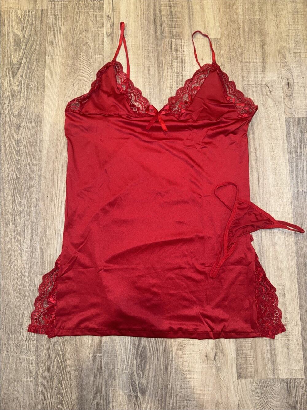 Womens Red Nightgown Lingerie Medium Sleepwear Chemise